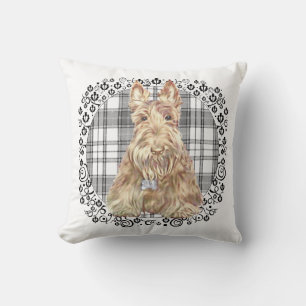 Coussin Tartan Scottie noir et blanc