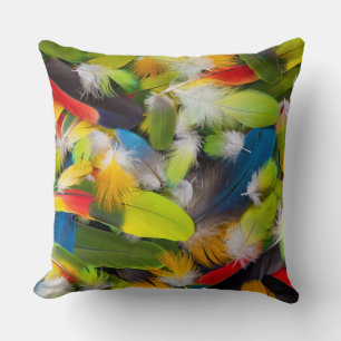Coussin Tas de plumes colorées
