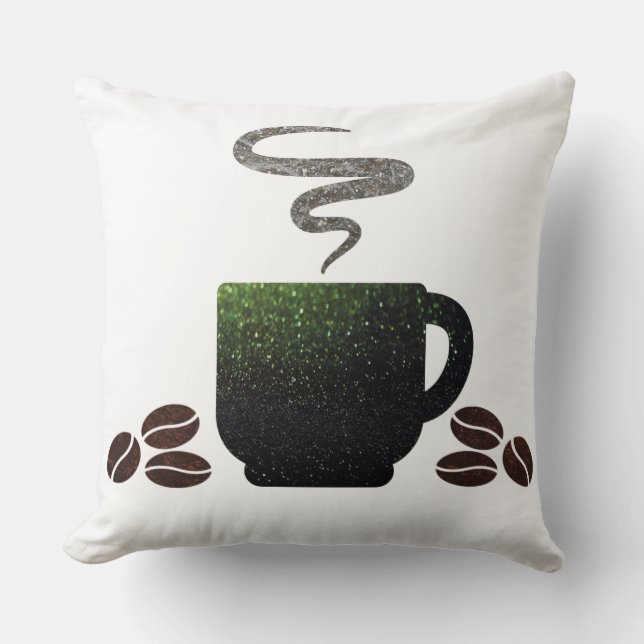 Coussin Tasse de café avec des haricots (Recto)
