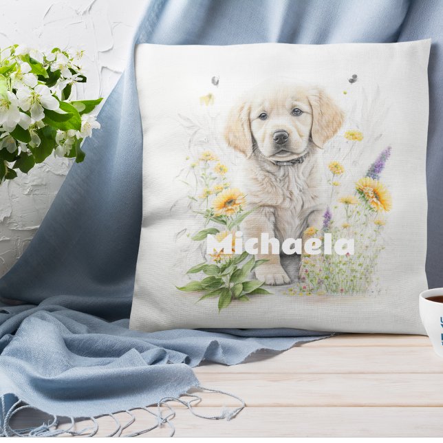 Coussin Tasse de récupération d'aquarelle personnalisée en (Créateur téléchargé)