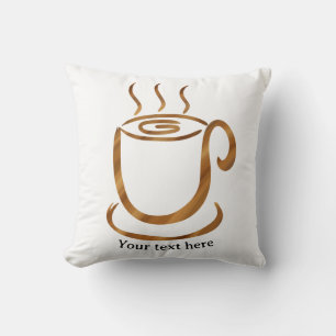 Coussin Tasse fumante Java   Café et thé en bois incurvé
