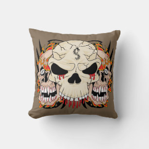 Coussin Tatouage Crâne Huit Ball Flamme Canapé Jeter Oreil