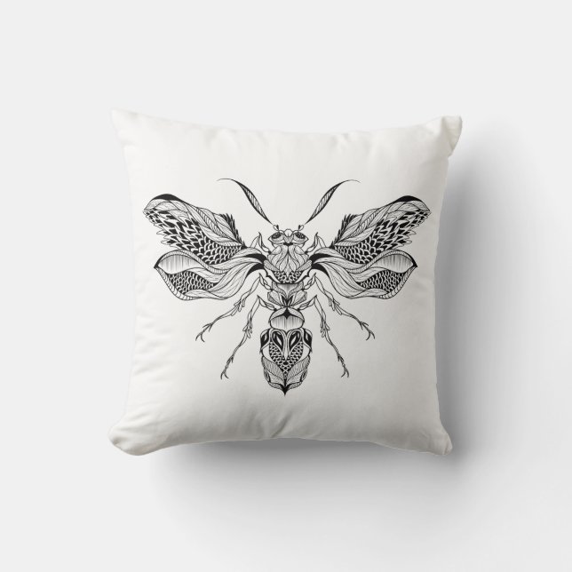Coussin Tatouage d'Abeille-Guêpe (Recto)
