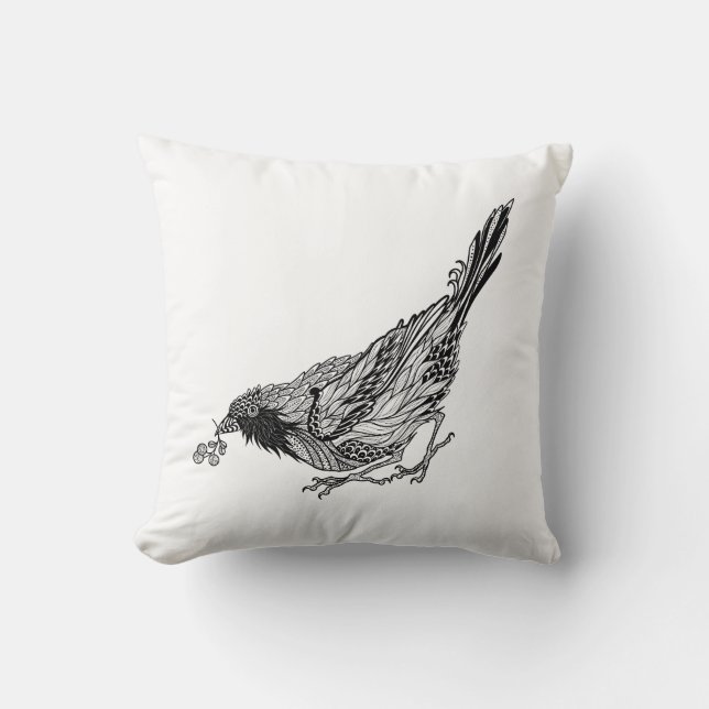 Coussin Tatouage d'oiseau (Recto)