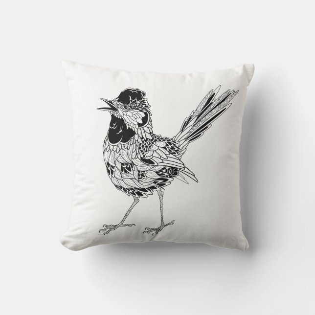 Coussin Tatouage d'oiseau (Recto)