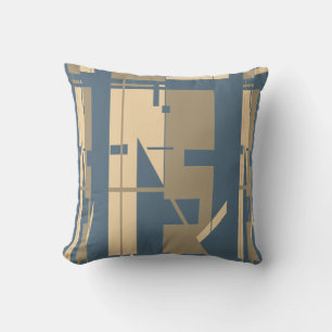 Coussin Taupe Beige Ardoise Bleu Sud-Ouest Art Look Mosaïq
