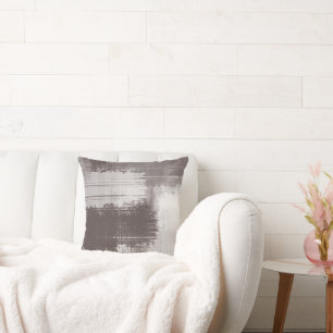 Coussin Taupe blanc Abstrait brosses