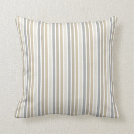 Coussin Taupe, bleu blanc strié  