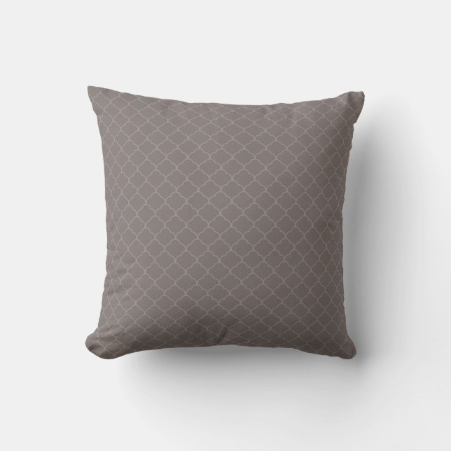 Coussin Taupe Brown Maroc Motif Quatrefoil (Recto)