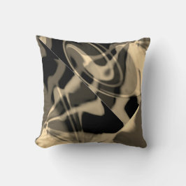 Coussin Taupe Cream sur Black Diagonal Swirls Art Abstrait