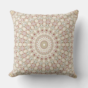 Coussin Taupe de terre et Motif de mandala de rouille