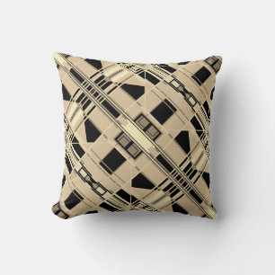 Coussin Taupe Noir Jaune Riche Tan Diagonal Petites Formes