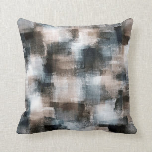 Coussin Taupe Slate Brushstrokes Abstraits