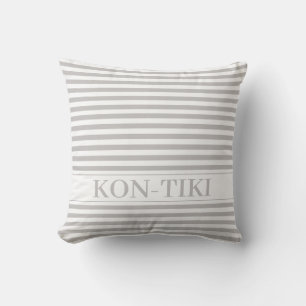 Coussin Taupe Stripes Nom du bateau nautique.