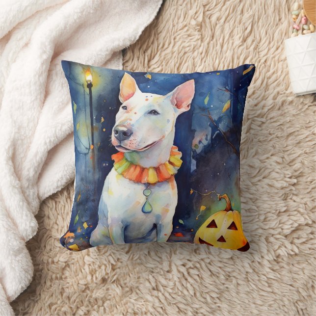 Coussin Taureau d'Halloween avec la peur Citrouille (Couverture)