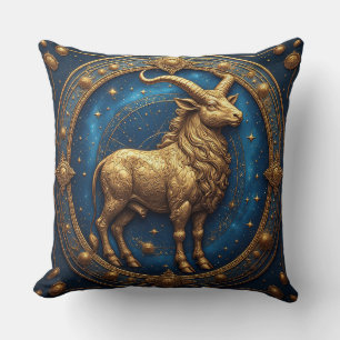 Coussin Taureau doré dans un cercle du zodiaque cosmique