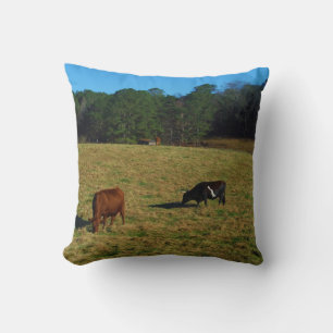 Coussin Taureau longhorn brun et blanc & noir