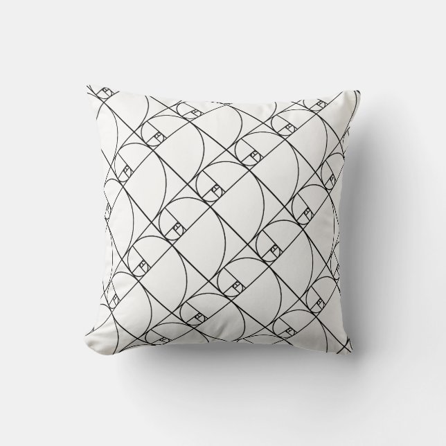 Coussin Taux d'or de Fibonacci - art mathématique unique (Recto)