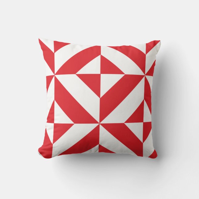 Coussin Tchry Red Geometric Deco Cube Pattern (Recto)