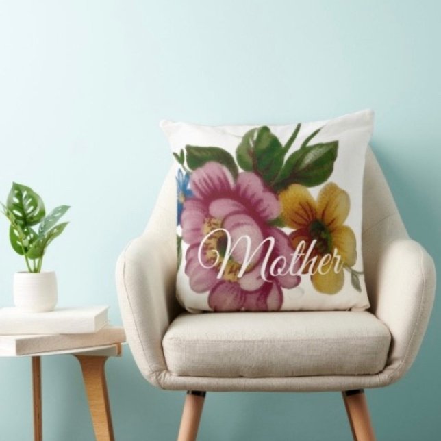 Coussin Tea Cup Floral Bouquet (Cozy throw pillow that reminds Mom she’s loved—perfect Mother’s Day home accent
)
