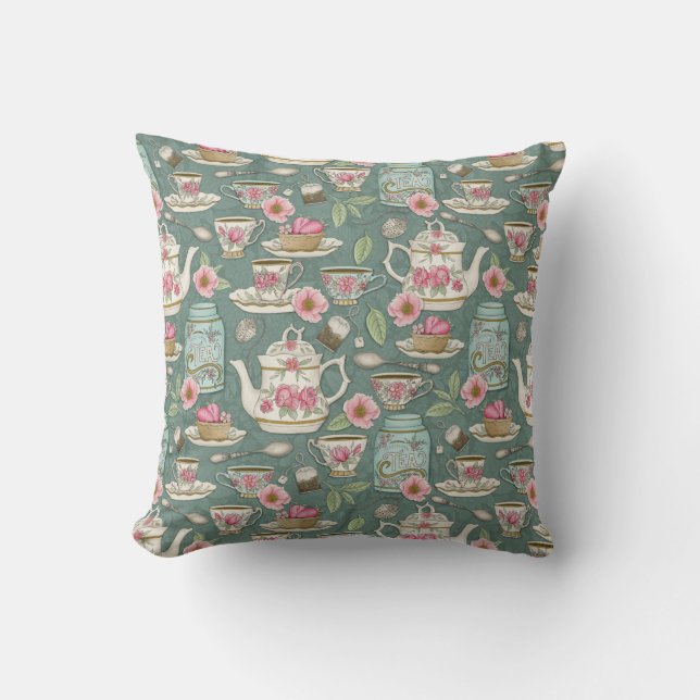 Coussin Tea Party vintage (Recto)