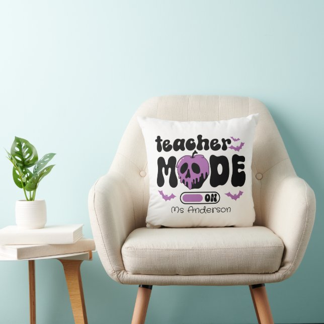 Coussin Teacher Halloween personnalisé "Mode On" Apple (Chaise)