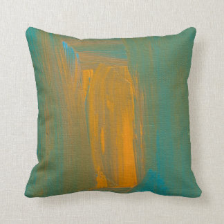Coussin Teal au carreau orange