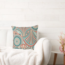 Coussin Teal et Coral Nouveau Flow