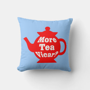 Coussin Teapot - Plus de thé Vicar ? - Rouge et blanc sur 