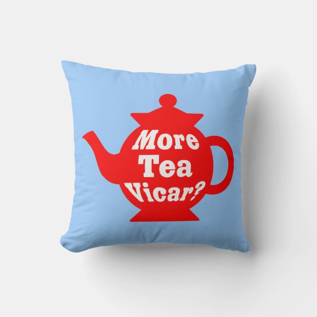 Coussin Teapot - Plus de thé Vicar ? - Rouge et blanc sur  (Recto)