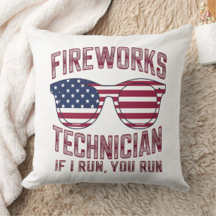 Coussin Technicien en Firework 4 juillet Drôle Usa