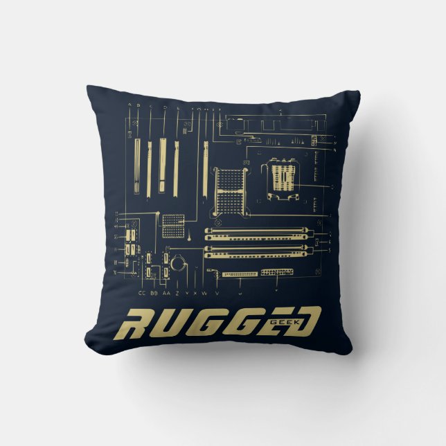 Coussin technologie bleue et or | Carte de circuit | Carte (Recto)