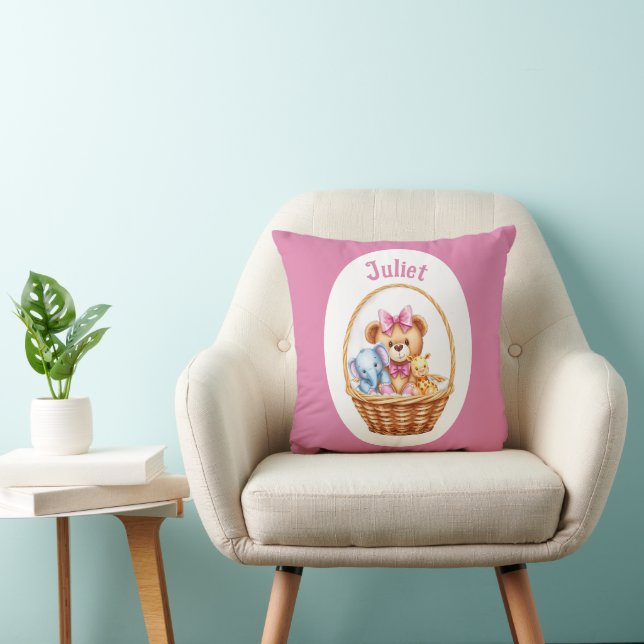Coussin Teddy & amis dans un panier (Chaise)