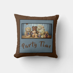 Coussin Teddy avec des amis  C'est l'heure de la fête   -