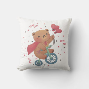 Coussin Teddy Bear on Bike : Love You!