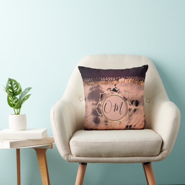 Coussin Tee de teinture rose pâle OM Lotus (Chaise)