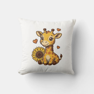 Coussin Tee-shirt vintage gravure bébé girafe mignon tourn