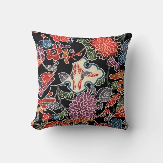 Coussin Teinture d'okinawaïen japonaise (Bingata) (Recto)