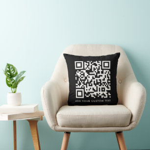 Coussin Téléchargement du code QR   Black Minimaliste Simp