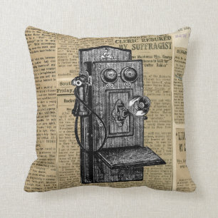 Coussin Téléphone antique sur le carreau vintage de papi