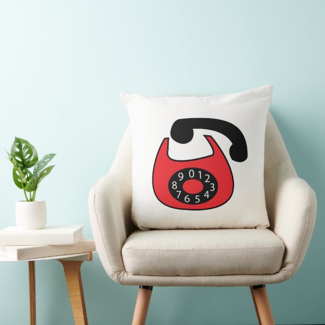 Coussin Téléphone Vintage classique noir rouge (Chaise)