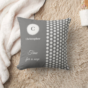 Coussin Temps de monogramme gris et blanc pour la sieste