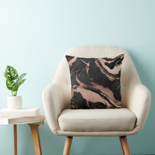 Coussin Tendance Chic Marbre Noir et Or Rose
