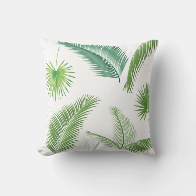 Coussin Tendance de l'aquarelle Feuille de palmiers tropic (Recto)
