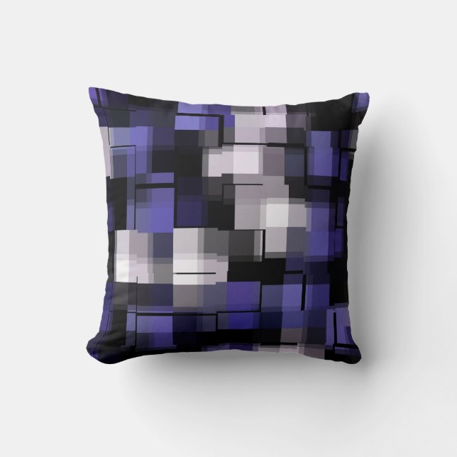 Coussin Tendance violet noir blanc Abstrait Plaid (Recto)