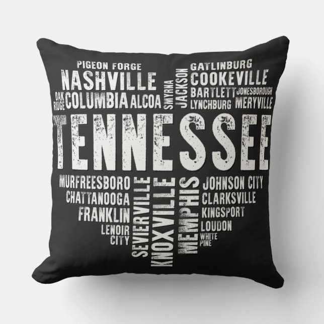 Coussin Tennessee Heart Love Knoxville Nashville Memphis  (Recto)