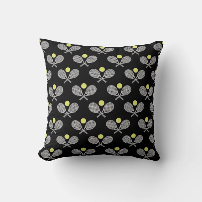 Coussin Tennis Motif sans couture - Raquette et balle sur  (Recto)