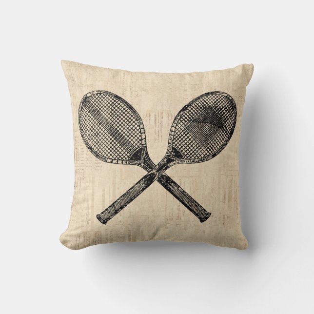 Coussin Tennis Rackets Antique Tennis Racquet Livre de Scr (Recto)