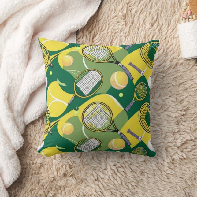 Coussin Tennis Thème avec balle et raquette (Couverture)
