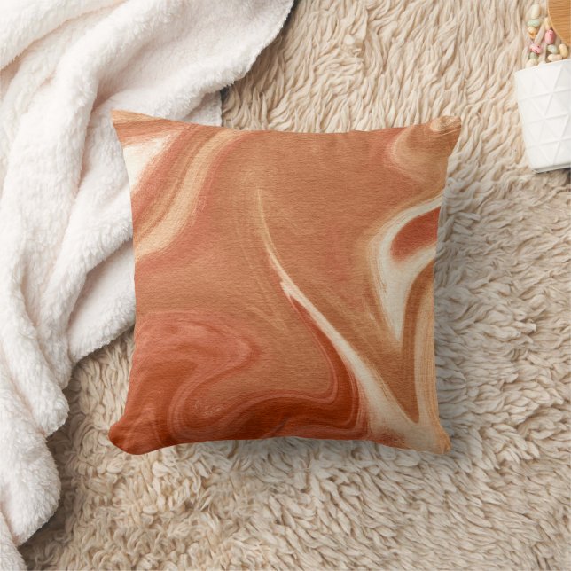 Coussin Terracotta Marble Abstract Fluid Pattern (Couverture)